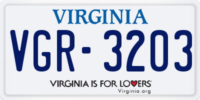 VA license plate VGR3203