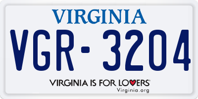 VA license plate VGR3204