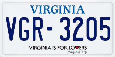 VA license plate VGR3205