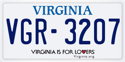 VA license plate VGR3207