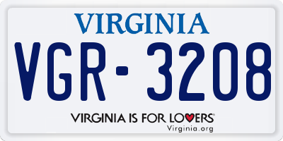 VA license plate VGR3208