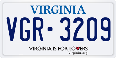 VA license plate VGR3209