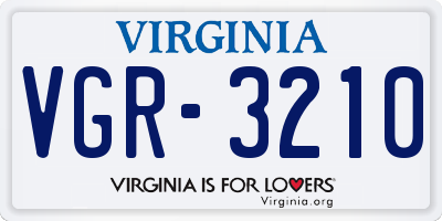VA license plate VGR3210