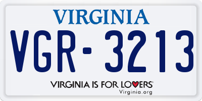 VA license plate VGR3213