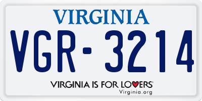 VA license plate VGR3214