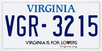 VA license plate VGR3215