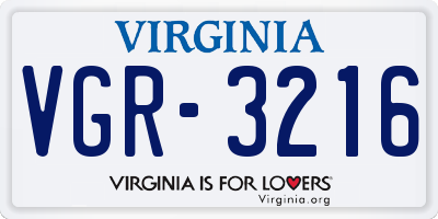 VA license plate VGR3216