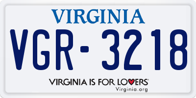 VA license plate VGR3218