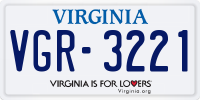 VA license plate VGR3221