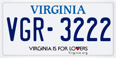 VA license plate VGR3222