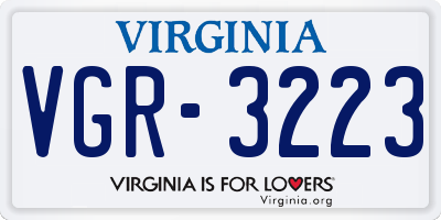 VA license plate VGR3223
