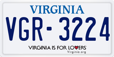 VA license plate VGR3224