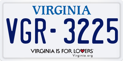 VA license plate VGR3225