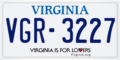 VA license plate VGR3227