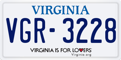 VA license plate VGR3228