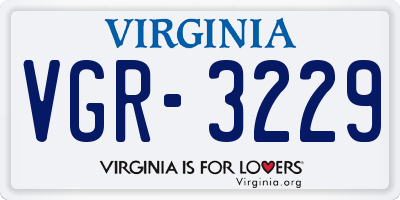 VA license plate VGR3229