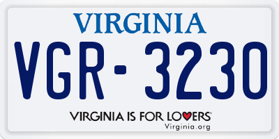 VA license plate VGR3230