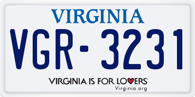 VA license plate VGR3231