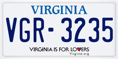 VA license plate VGR3235