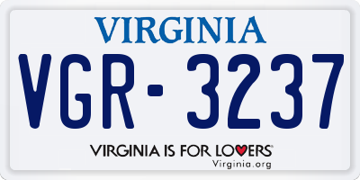 VA license plate VGR3237