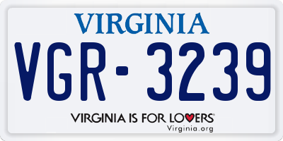 VA license plate VGR3239