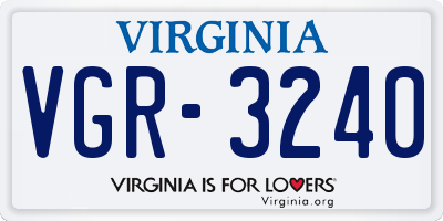 VA license plate VGR3240
