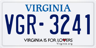 VA license plate VGR3241