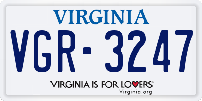 VA license plate VGR3247