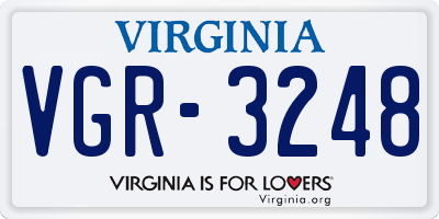 VA license plate VGR3248