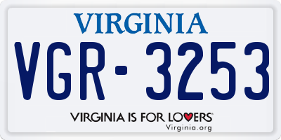 VA license plate VGR3253