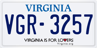 VA license plate VGR3257
