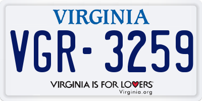 VA license plate VGR3259