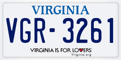 VA license plate VGR3261