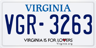 VA license plate VGR3263