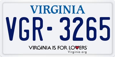 VA license plate VGR3265
