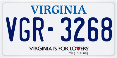 VA license plate VGR3268