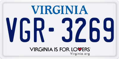 VA license plate VGR3269