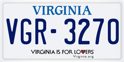 VA license plate VGR3270