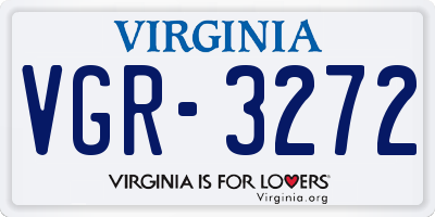 VA license plate VGR3272