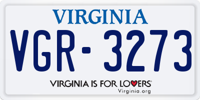 VA license plate VGR3273
