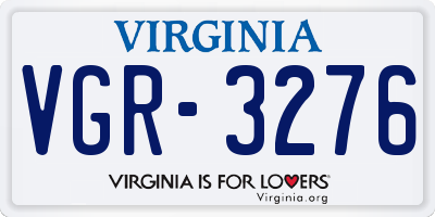 VA license plate VGR3276