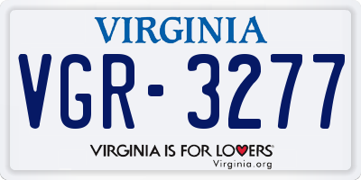 VA license plate VGR3277