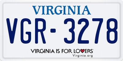 VA license plate VGR3278