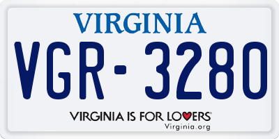 VA license plate VGR3280