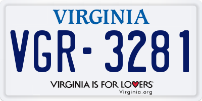 VA license plate VGR3281