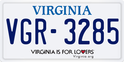 VA license plate VGR3285