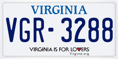 VA license plate VGR3288