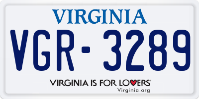 VA license plate VGR3289