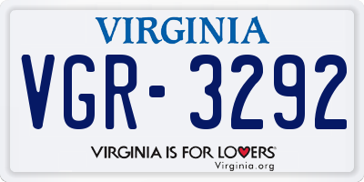 VA license plate VGR3292