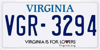 VA license plate VGR3294